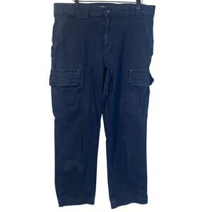 Duluth Trading Navy Blue Flex Fire Hose Relaxed Straight Leg Work Pants Sz 38